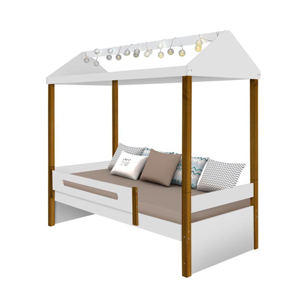 Cama Infantil Montessoriana Sara Com Led Branco/Amêndoa - Divaloto - Cor: Branco - 3