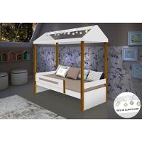 Cama Infantil Montessoriana Sara Com Led Branco/Amêndoa - Divaloto - Cor: Branco - 1