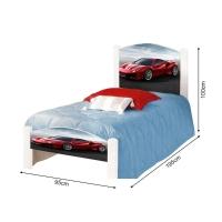 Cama Solteiro Infantil Ferrari Adesivada Com Colchão Branco - 3
