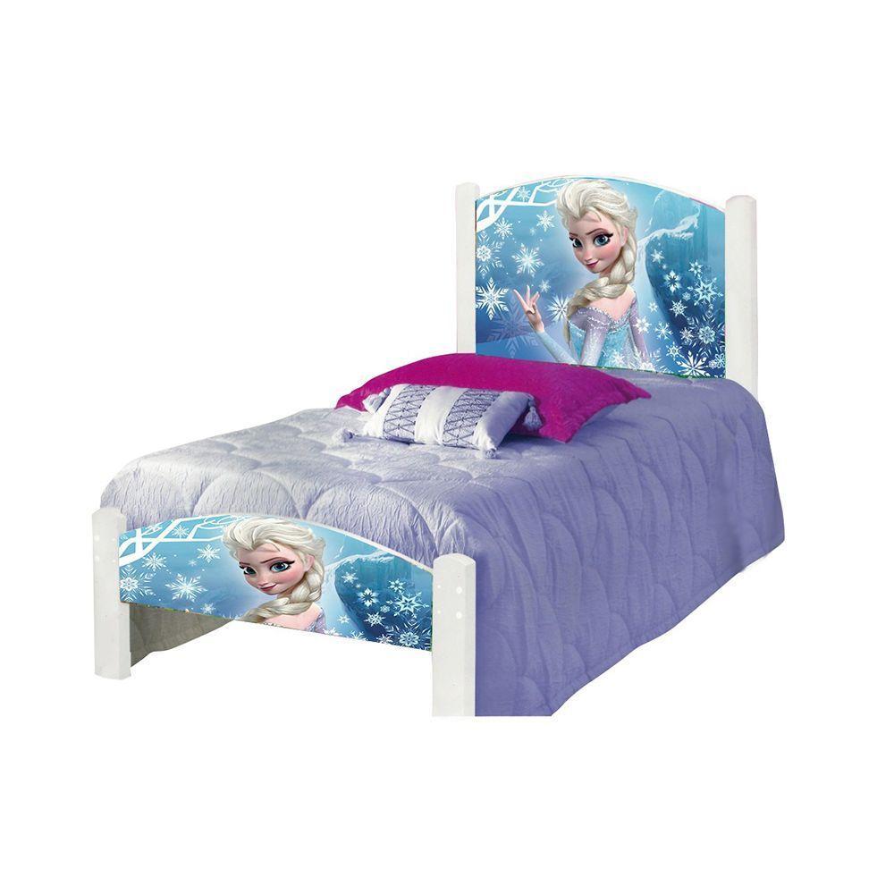 Cama Solteiro Infantil Frozen Adesivada Com Colchão Branco - 5