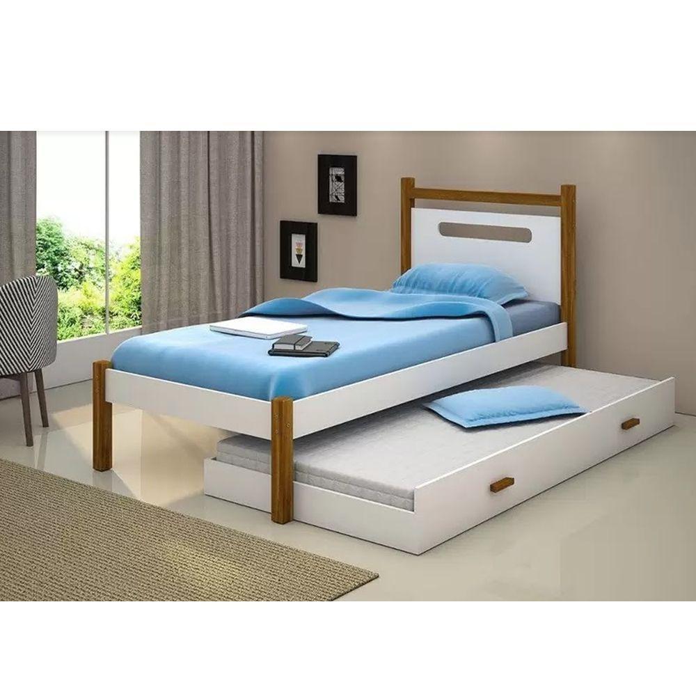 Cama Infantil Eloa C/ Cama Auxiliar Branco/amêndoa Branco - 1