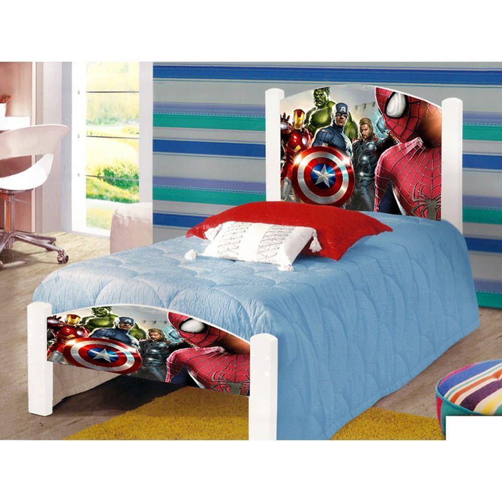 Cama Solteiro Infantil Heróis Colchão Branco - 1