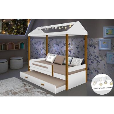 Cama Infantil C/ E Cama Auxiliar Branco/amêndoa Branco