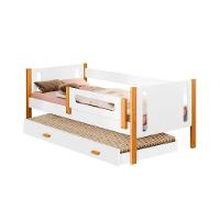 Cama De Solteiro Mirela Com Cama Auxiliar Branco/mel Com Branco - 3