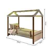 Cama Montessoriana Solteiro Casinha Eliz Com Led Grade De Proteção E Colchão Branca/Mel - 5