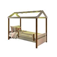 Cama Montessoriana Solteiro Casinha Eliz Com Led Grade De Proteção E Colchão Branca/Mel - 9