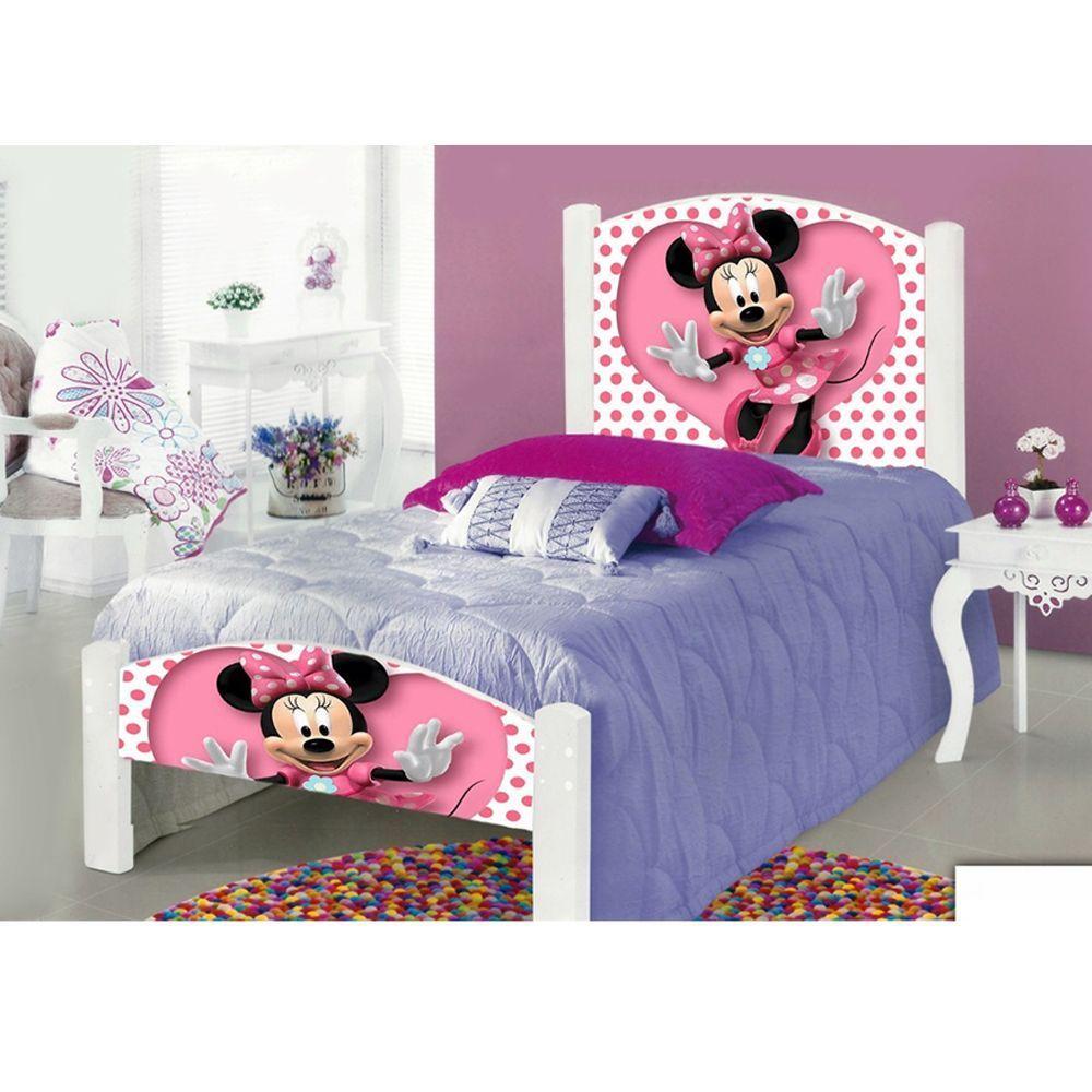 Cama Solteiro Infantil Ratinha Adesivada Com Colchão Branco - 1