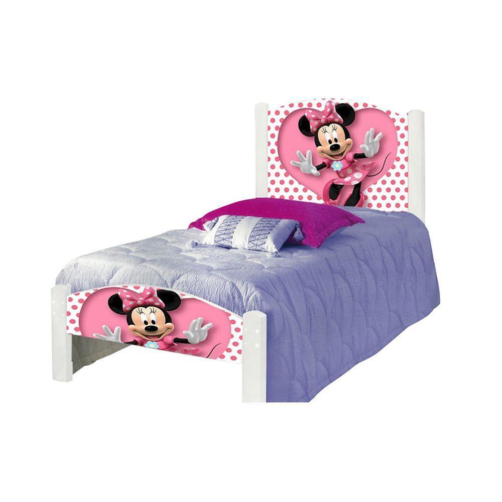 Cama Solteiro Infantil Ratinha Adesivada Com Colchão Branco - 5