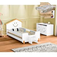 Cama Com Colchão Juvenil Smile AlegraBranca E Mel Branco - 1