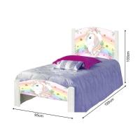Cama Solteiro Infantil O Unicónio Adesivada+Colchão Branco - 3