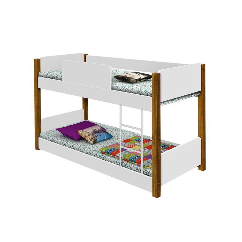 Bicama De Criança Infantil Valentina Juvenil Branca E Amêndoa Acompanha Luminária Led - Branco - 2