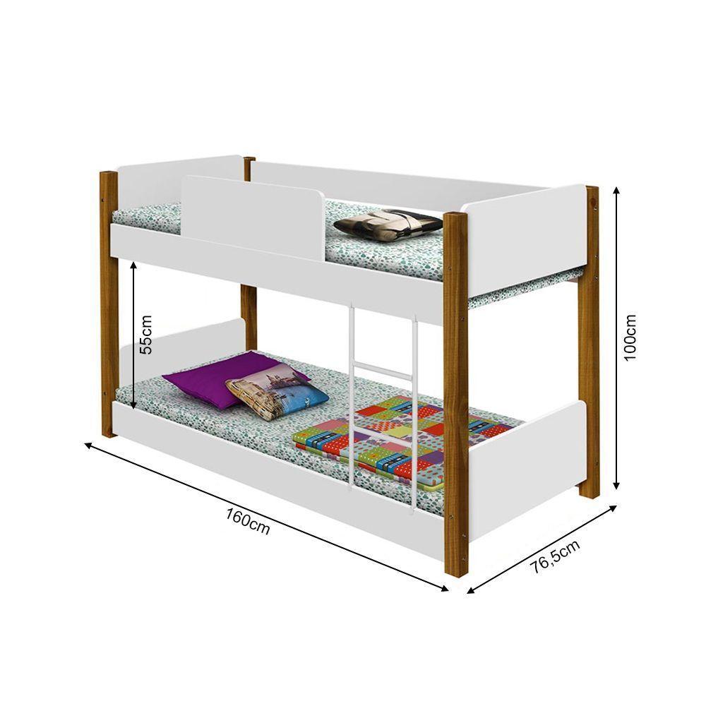 Bicama De Criança Infantil Valentina Juvenil Branca E Amêndoa Acompanha Luminária Led - Branco - 3