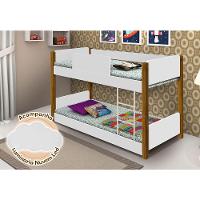 Bicama De Criança Infantil Valentina Juvenil Branca E Amêndoa Acompanha Luminária Led - Branco - 1