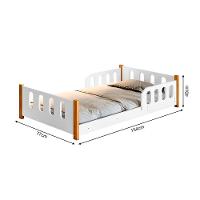 Cama Infantil Juvenil Camila Com Colchão + Grade De Proteção E Luminária Led - Branca - Cor: Branco - 3