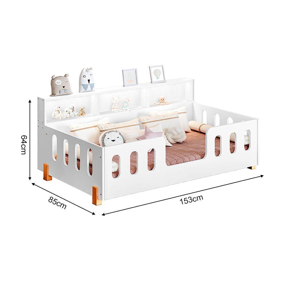 Cama Infantil Montessoriana Nina Com Nicho Branco Branco - 2