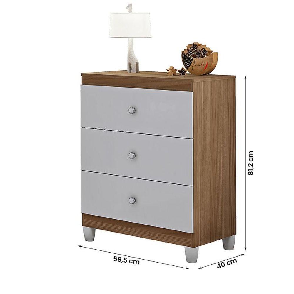 Comoda Quarto Infantil Gutti Com 3 Gavetas Branco/amendoa Branco/amendoa - 2