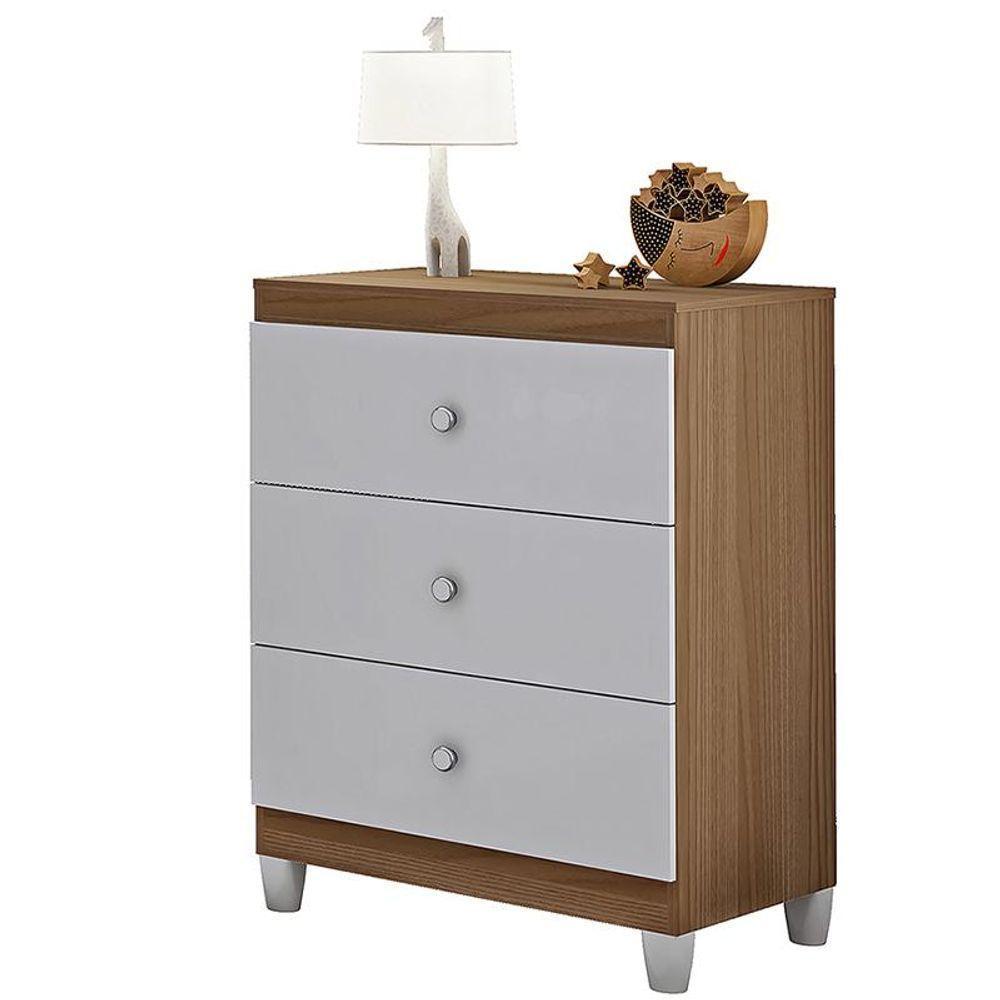 Comoda Quarto Infantil Gutti Com 3 Gavetas Branco/amendoa Branco/amendoa - 3