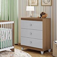Comoda Quarto Infantil Gutti Com 3 Gavetas Branco/amendoa Branco/amendoa - 1