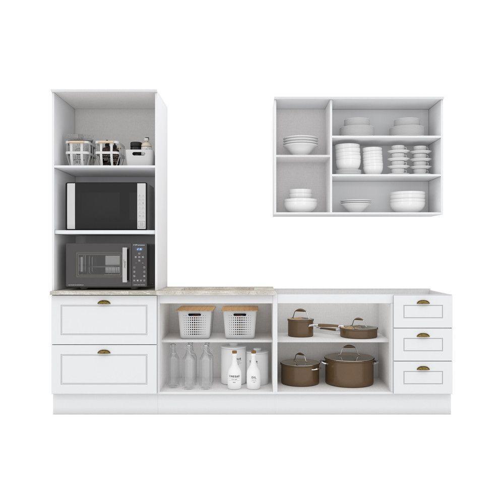 Cozinha Completa 4 Peças C/ Aéreo 3 Portas Com Vidro Branco - 10