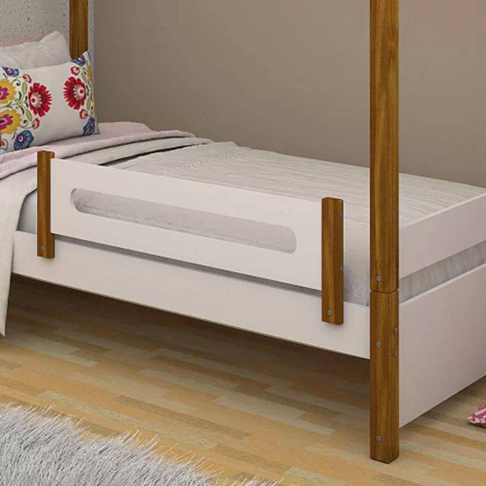 Cama Solteiro Montessoriana Casinha Eliz Com Colchão E Grade De ProteçãoBranco/mel Branco - 6
