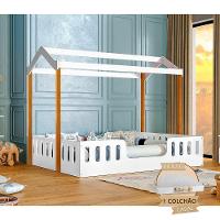 Cama Casal Com Colchão Casinha Montessoriana ágatha Branco/amêndoa Branco - 1