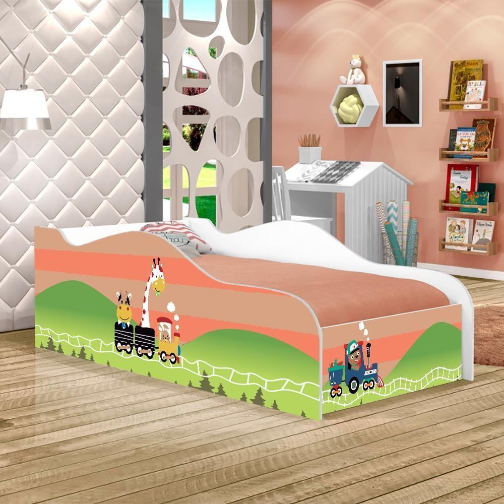Cama Like Trem Dos Bichinhos Solteiro Com Colchão - 1