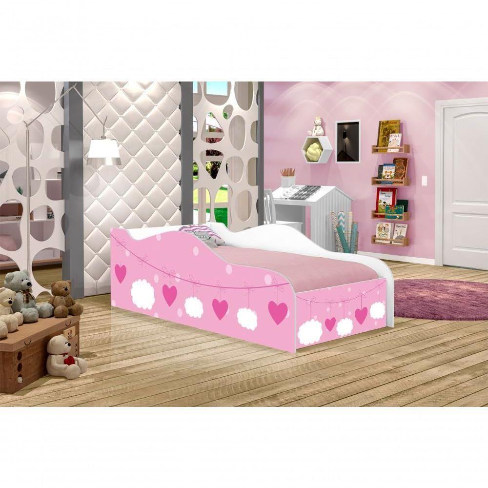 Mini Cama Fun Nuvens Meninas Infantil Com Colchão - 3
