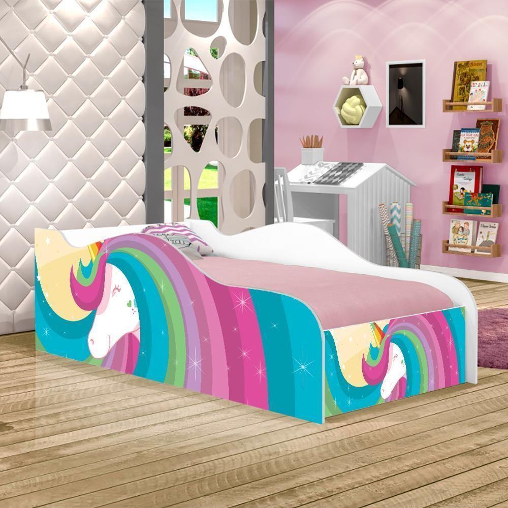 Mini Cama Fun Unicórnio Arco íris Infantil Com Colchão - 1