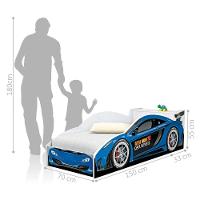 Cama Carro Com Baú Lizzy Infantil Azul Com Colchão - 3