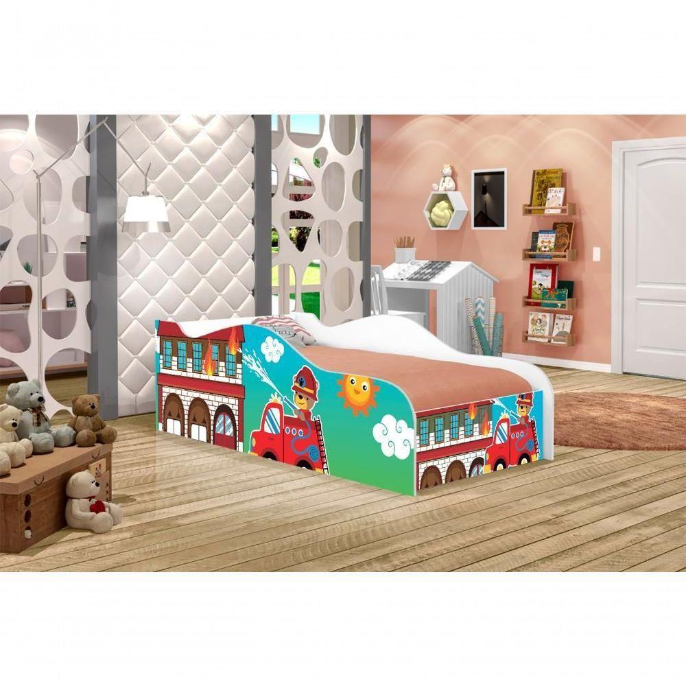 Mini Cama Fun Usinho Bombeiro Infantil Com Colchão - 2