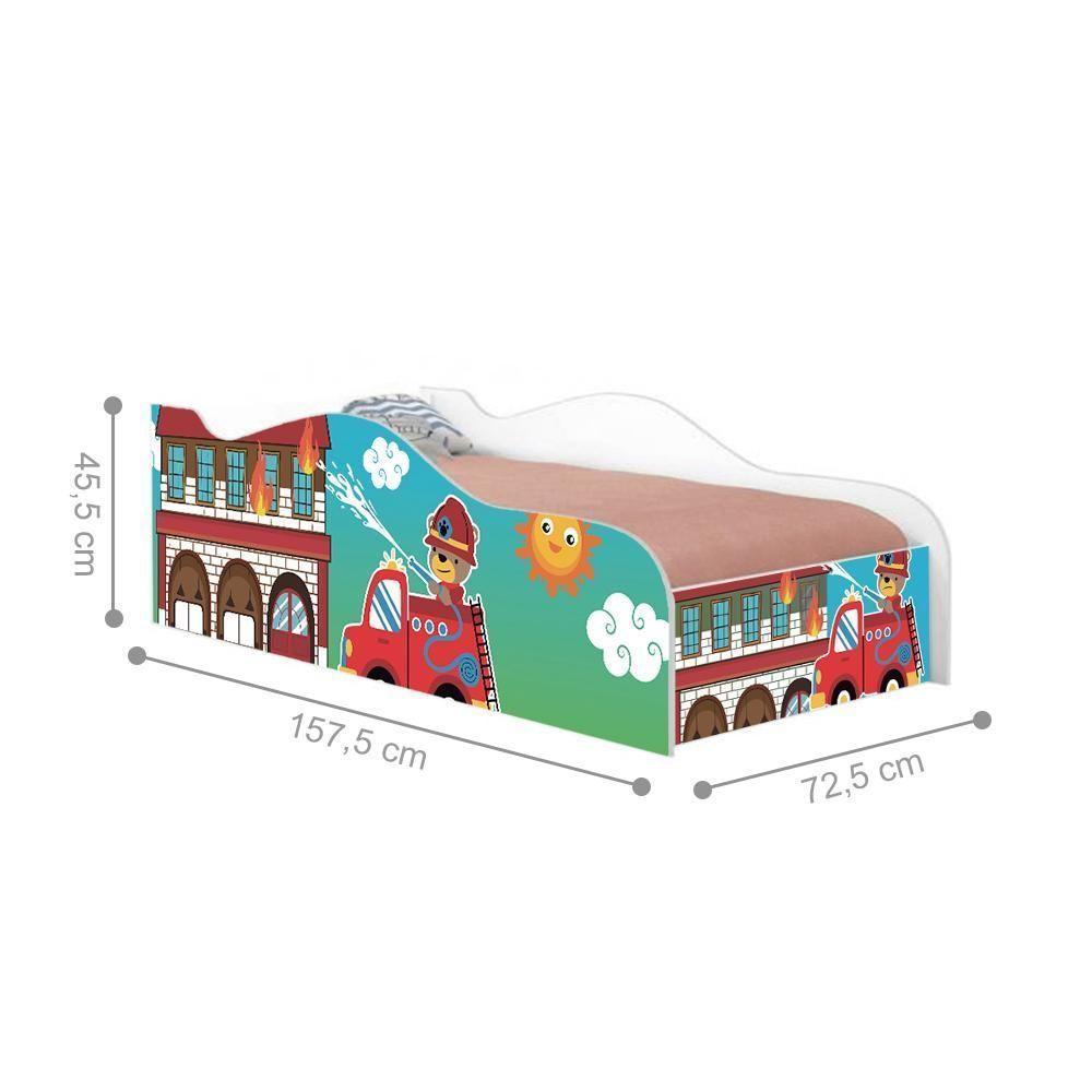 Mini Cama Fun Usinho Bombeiro Infantil Com Colchão - 4