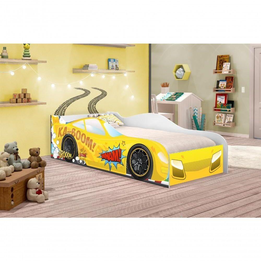 Cama Carro Kaboom Amarelo Solteiro Com Colchão - 2
