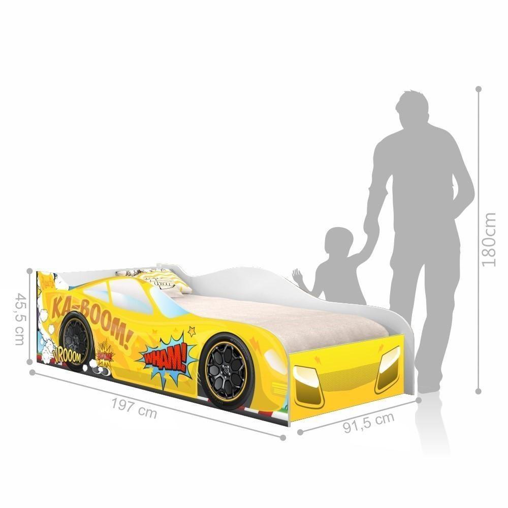 Cama Carro Kaboom Amarelo Solteiro Com Colchão - 3