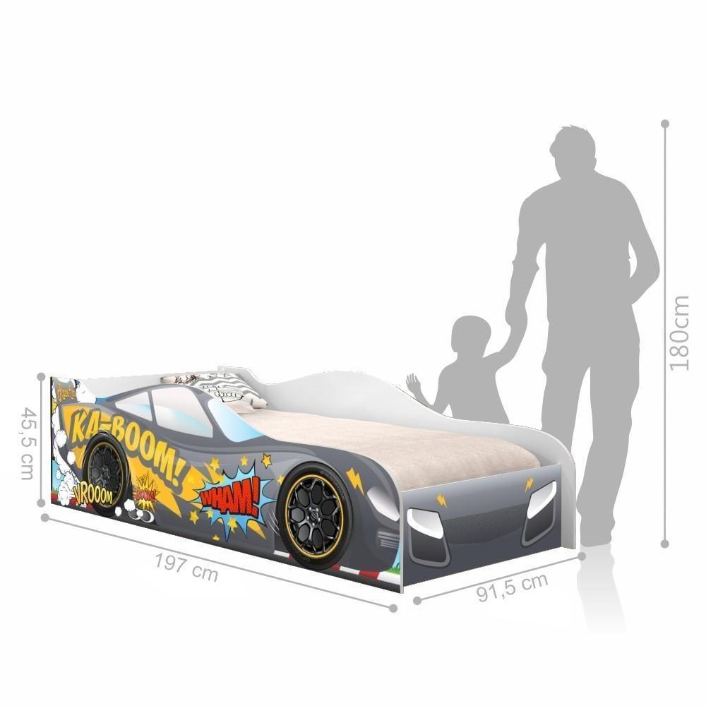 Cama Carro Kaboom Chumbo Solteiro Com Colchão - 4