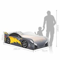 Cama Carro Fast Menino Chumbo Solteiro Com Colchão - 4