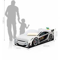 Cama Carro Com Baú Lizzy Infantil Branco Com Colchão