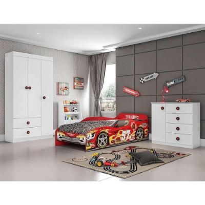 Cama Infantil Menino Evolution Car 100% Mdf Vermelho - Móveis Estrela Baby