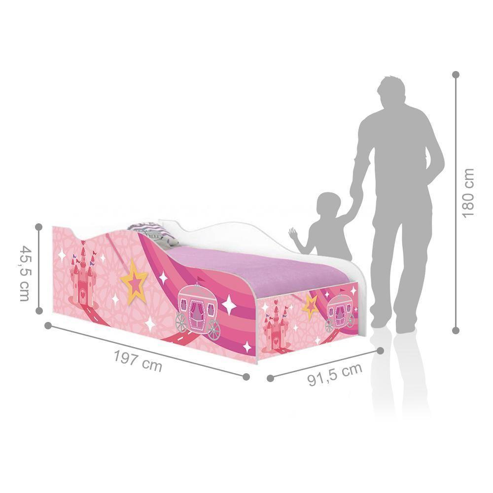 Cama Like Carruagem Rosa Solteiro Com Colchão - 5