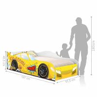Cama Carro Vrooom Amarelo Solteiro Com Colchão - 3