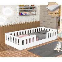 Cama Cercadinho Infantil Mdf Helo Solteiro Com Colchão - Branca Branco - 1