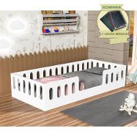 Cama De Criança Helo Solteiro Com Nicho, Led E Lousa Mágica - Branca - Cor: Branco - 1