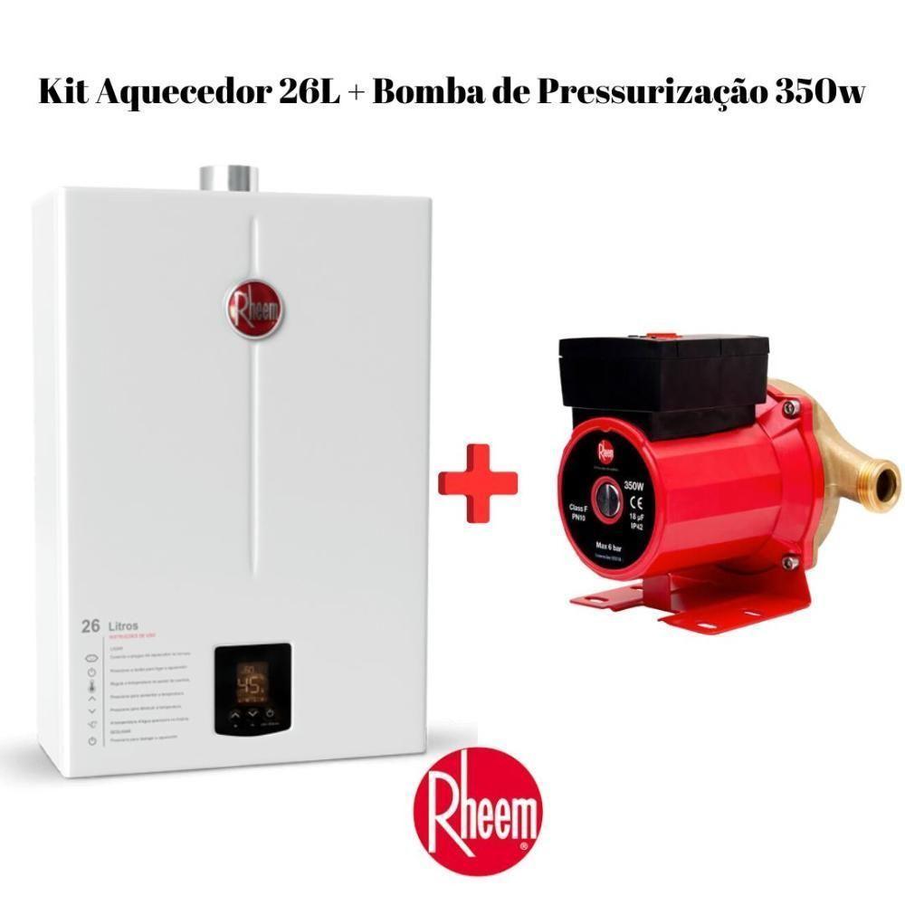 Aquecedor 26 Litros Glp Bivolt + Bomba 350w 220v Rheem - 2