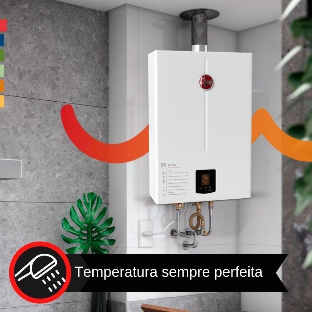 Aquecedor 26 Litros Glp Bivolt + Bomba 350w 220v Rheem - 4