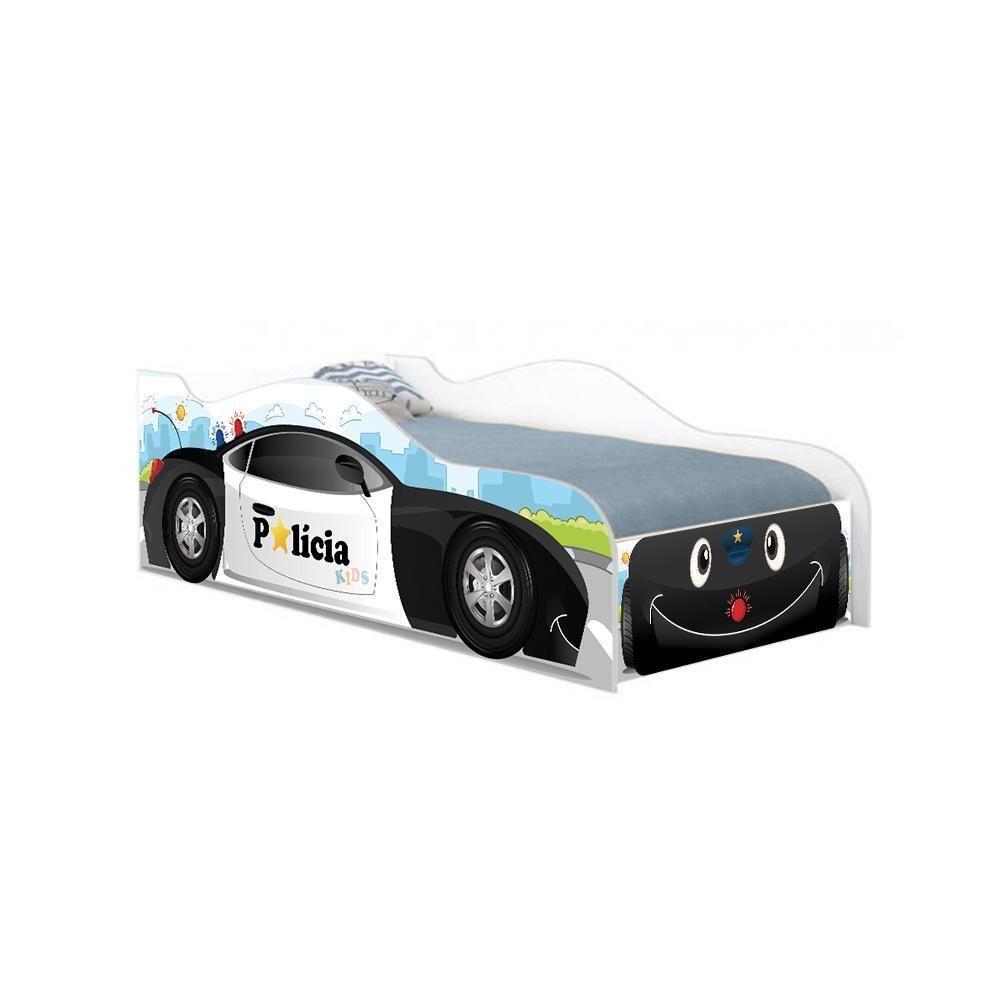 Cama Carro Happy Police Joy Preto Infantil Com Colchão - 4