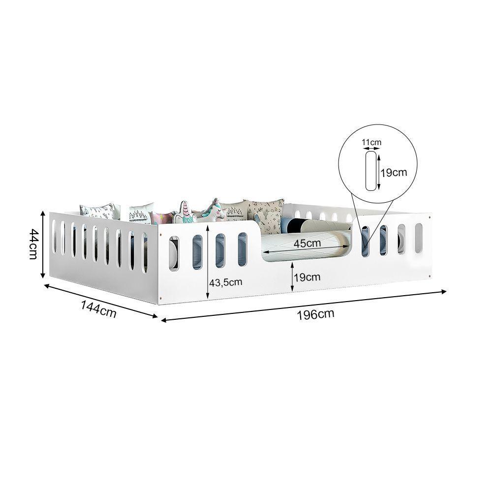 Cama Casal Branca Helo Com Cercado - Cor: Branco - 2