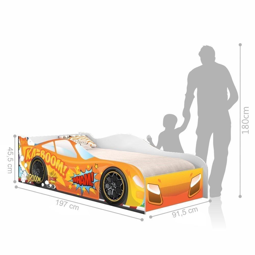 Cama Carro Vrooom Laranja Solteiro Com Colchão - 4