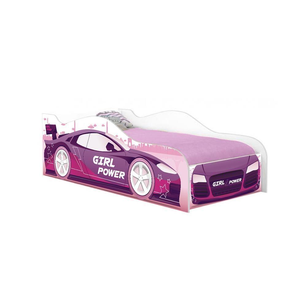 Cama Carro Girl Power Joy Rosa Infantil Com Colchão - 2