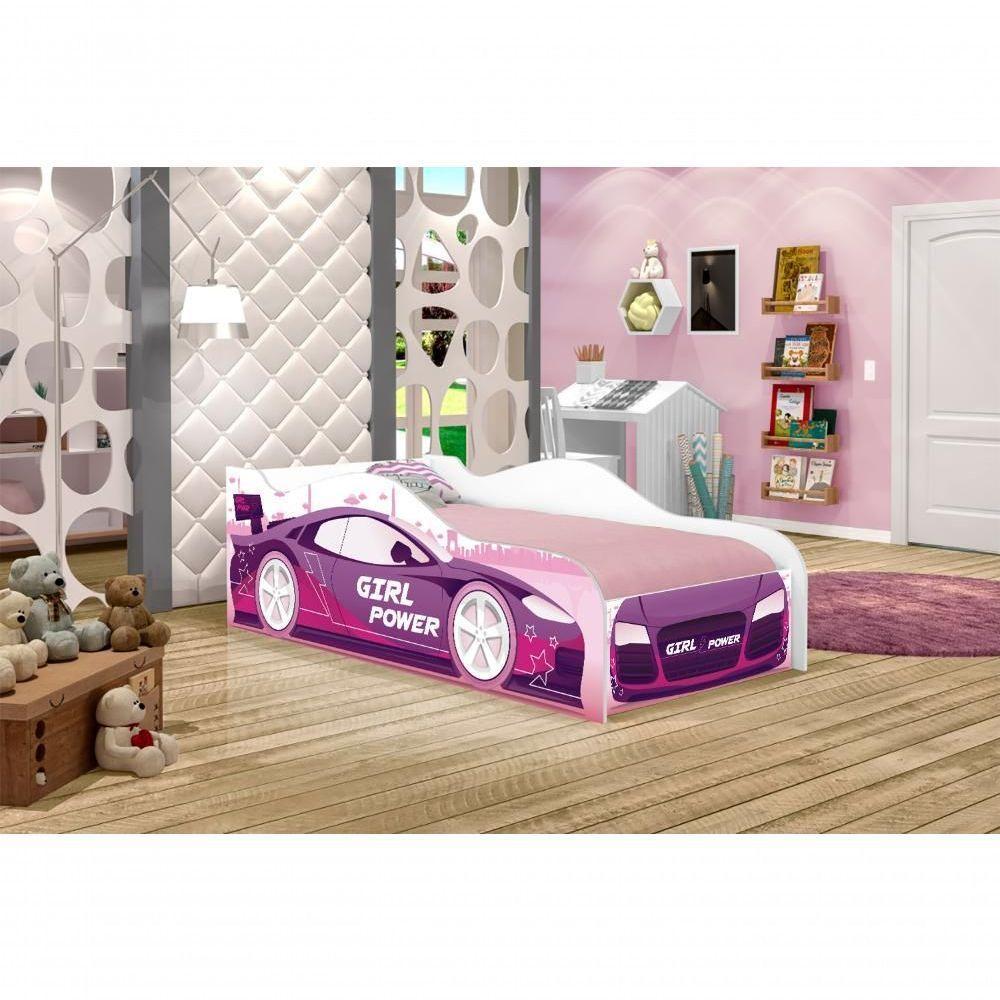 Cama Carro Girl Power Joy Rosa Infantil Com Colchão - 3