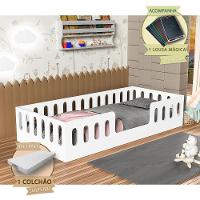 Cama Helo Solteiro Com Colchão Branca Incluso Lousa Mágica Branco - 1