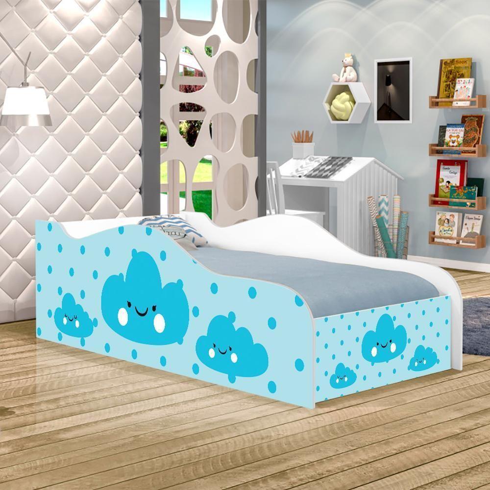 Mini Cama Fun Nuvens Meninos Infantil Com Colchão - 1